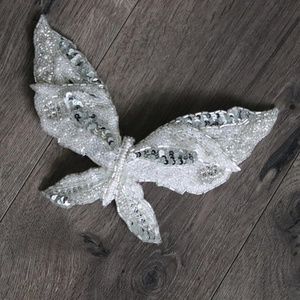 Butterfly Beaded Hair Clip For Bride Formal Statement Sequins Beads Oversized